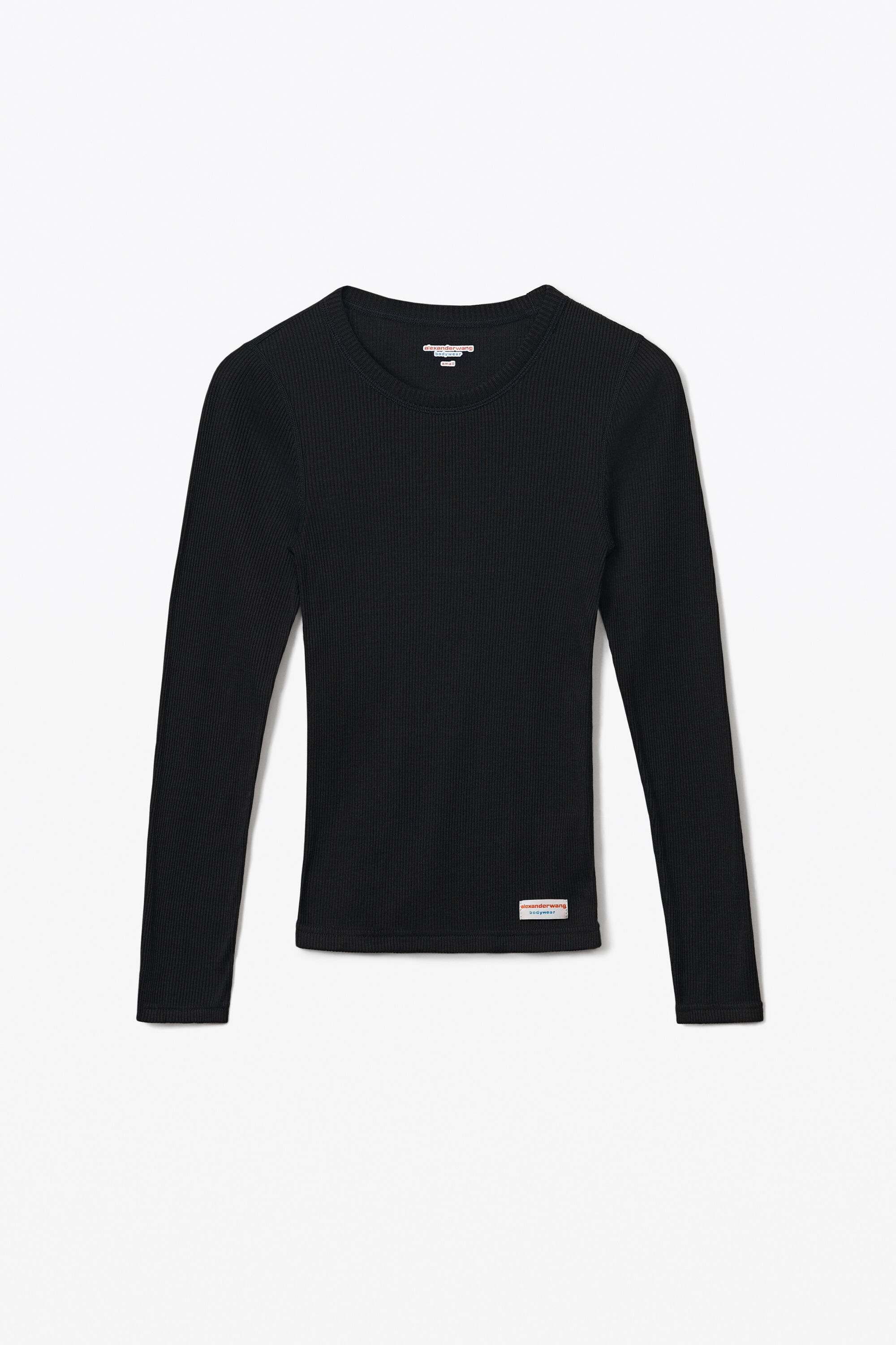 alexanderwang LONG-SLEEVE TEE IN RIBBED COTTON BLACK