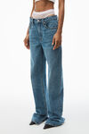 Alexander Wang vintage medium indigo pre-styled straight-leg slit-hem jeans in cotton