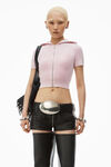 Alexander Wang light pink cropped zip-up hoodie in chenille