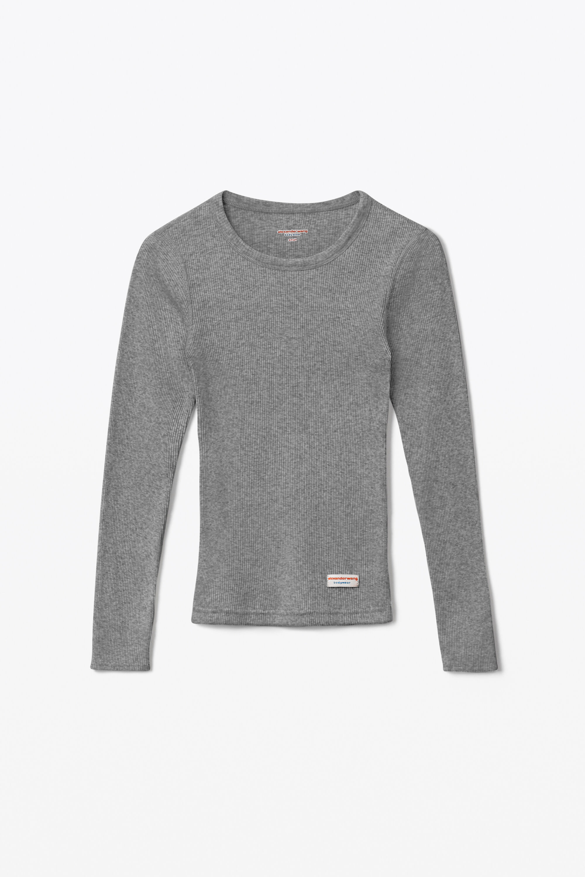 alexanderwang Long-Sleeve Tee in Ribbed Cotton Jersey DARK HEATHER 