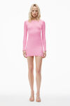 Alexander Wang begonia pink long sleeve loungewear dress in ribbed cotton jersey