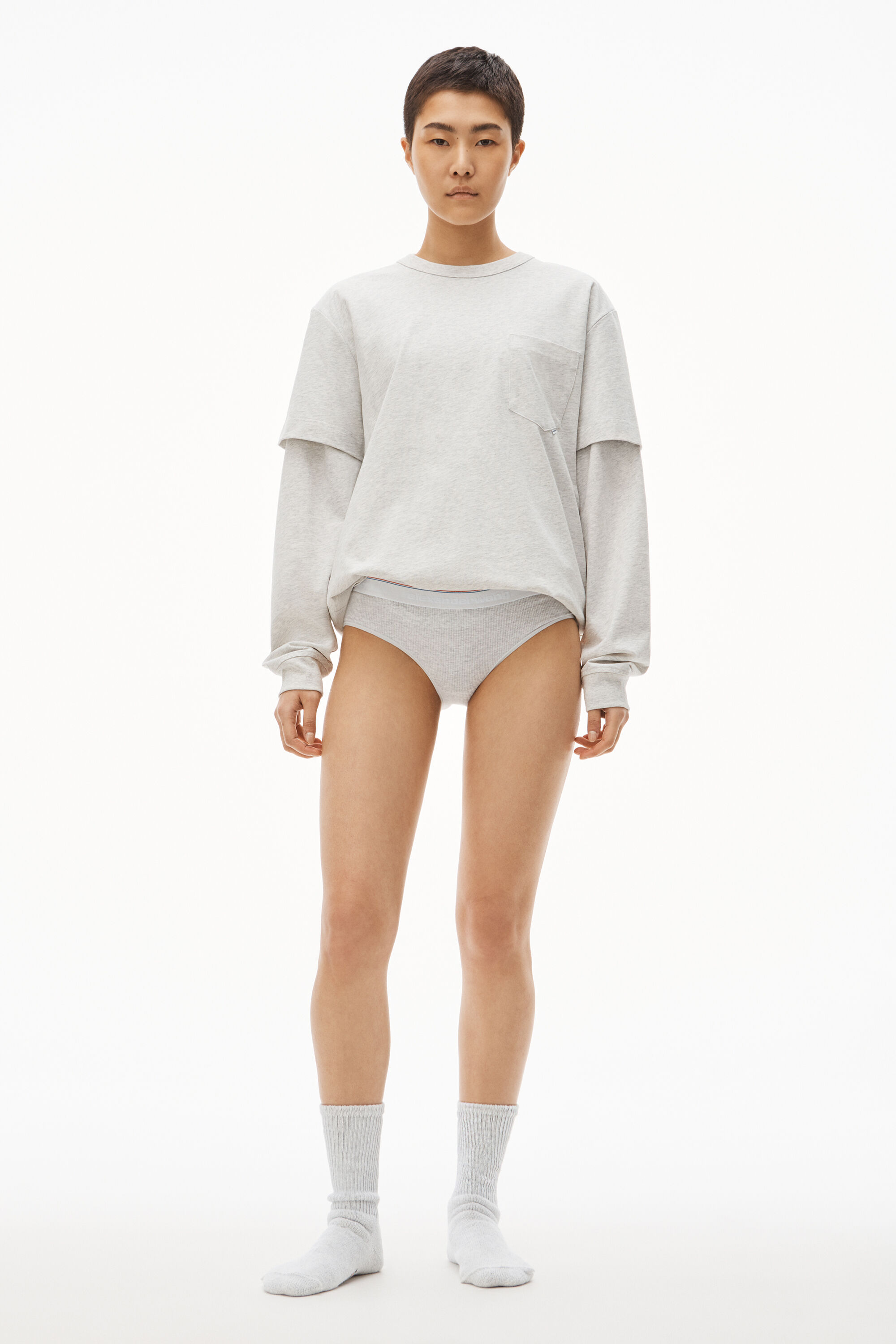 alexanderwang BRIEF UNDERWEAR IN RIBBED JERSEY HEATHER GREY