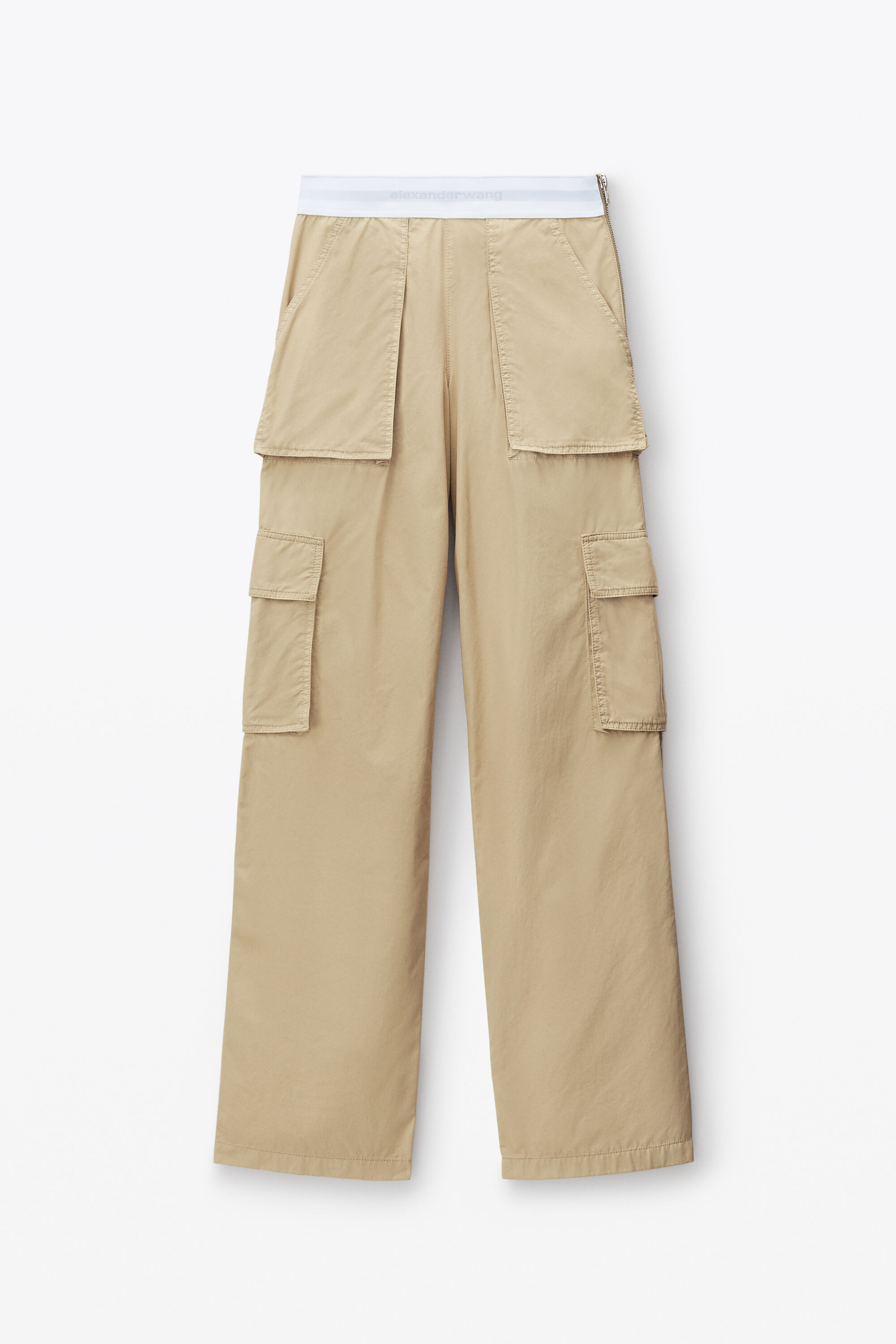 alexanderwang Mid-Rise Cargo Rave Pants in Cotton Twill FEATHER