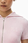 Alexander Wang light pink cropped zip-up hoodie in chenille