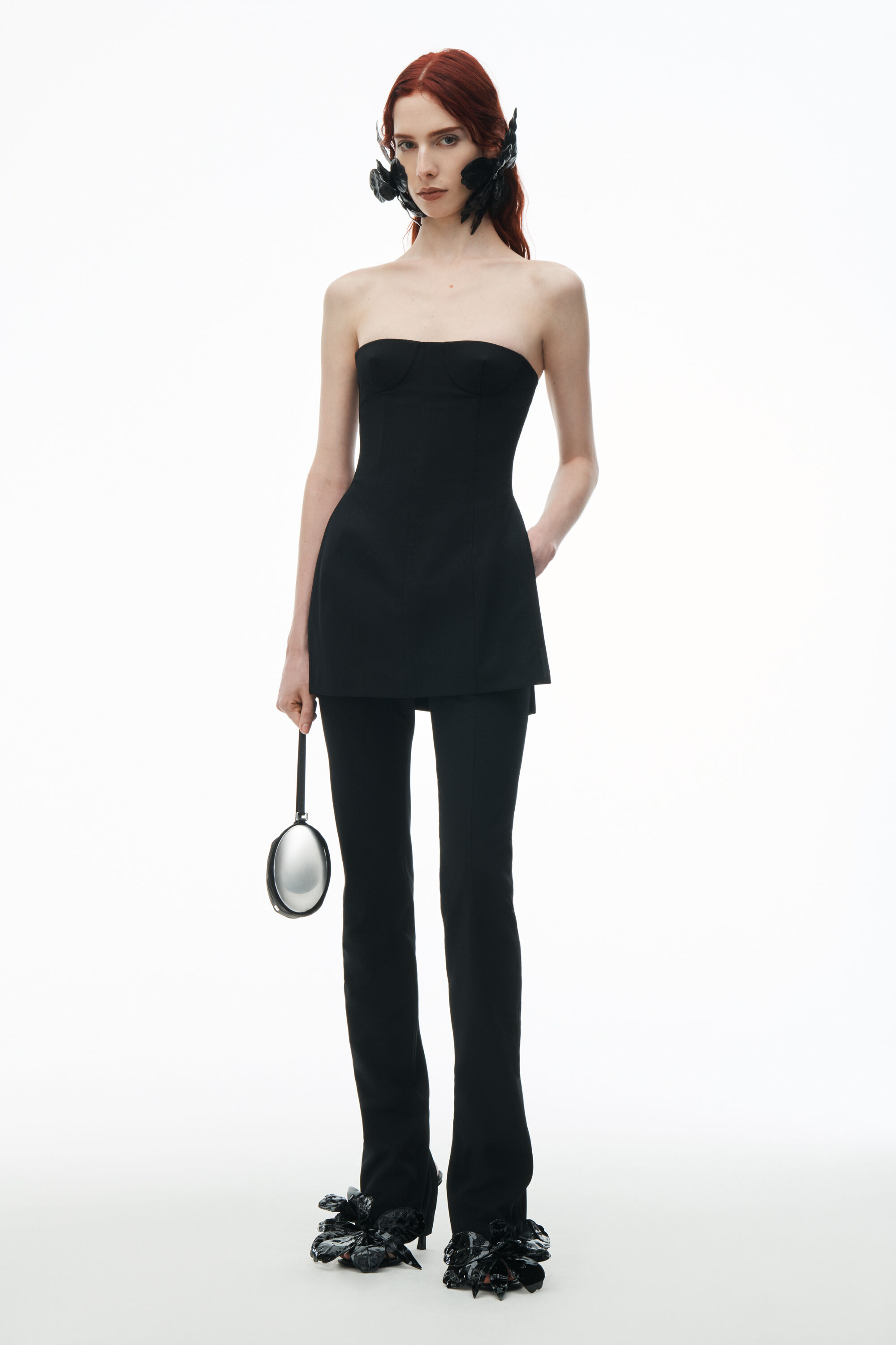 alexanderwang Strapless Corset Top with Side Slits BLACK 