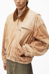 Bomber Jacket in Workwear Trompe-l'oeil-Print Velour