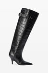 Alexander Wang black diablo open back tall boot in leather