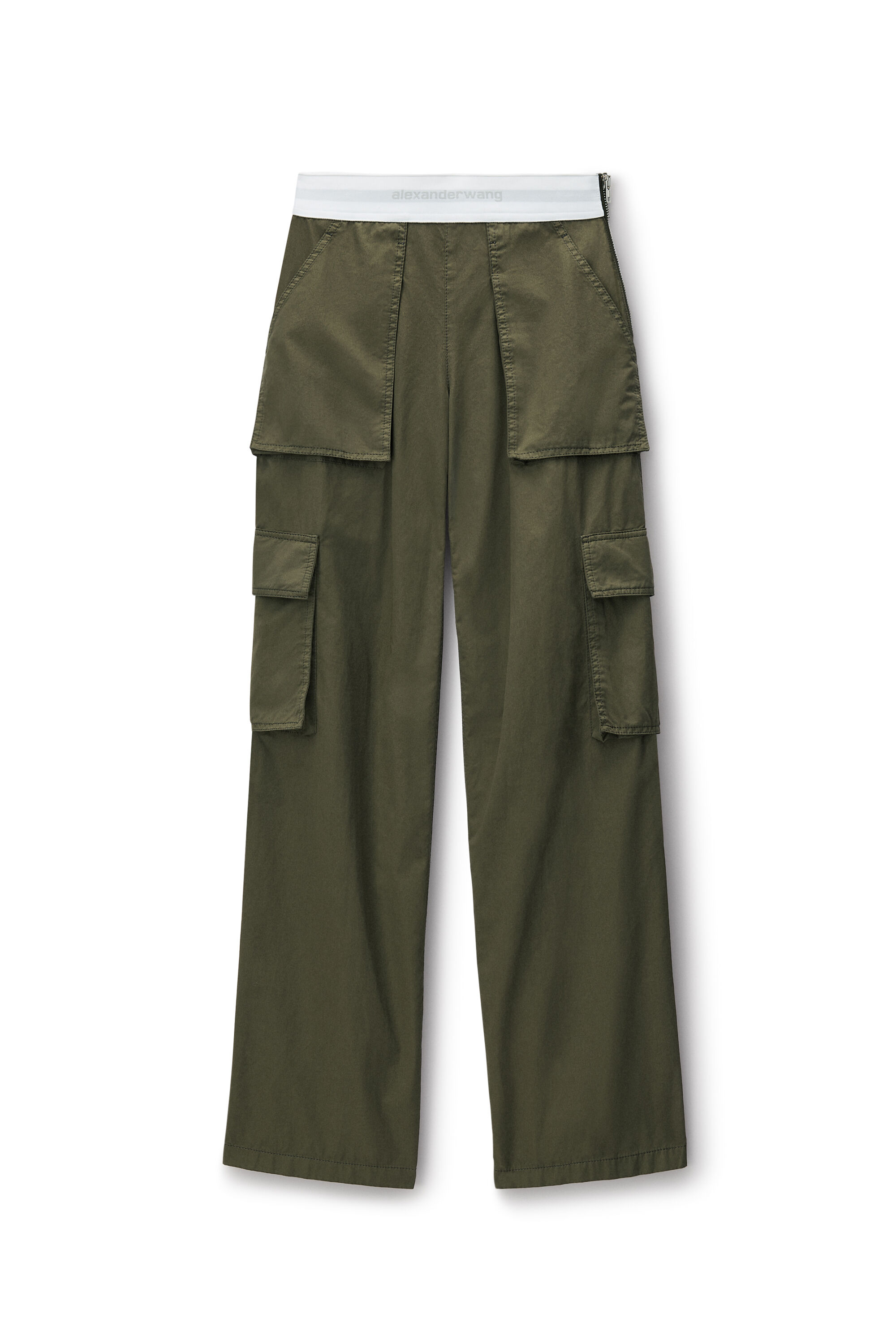 alexanderwang mid-rise cargo rave pants in cotton twill ARMY GREEN 