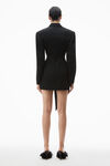 Alexander Wang black asymmetric blazer minidress in wool twill