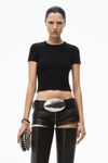 Alexander Wang black t-shirt baby manches courtes en jacquard griffé