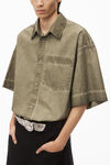 oversized short sleeve button up shirt in cotton