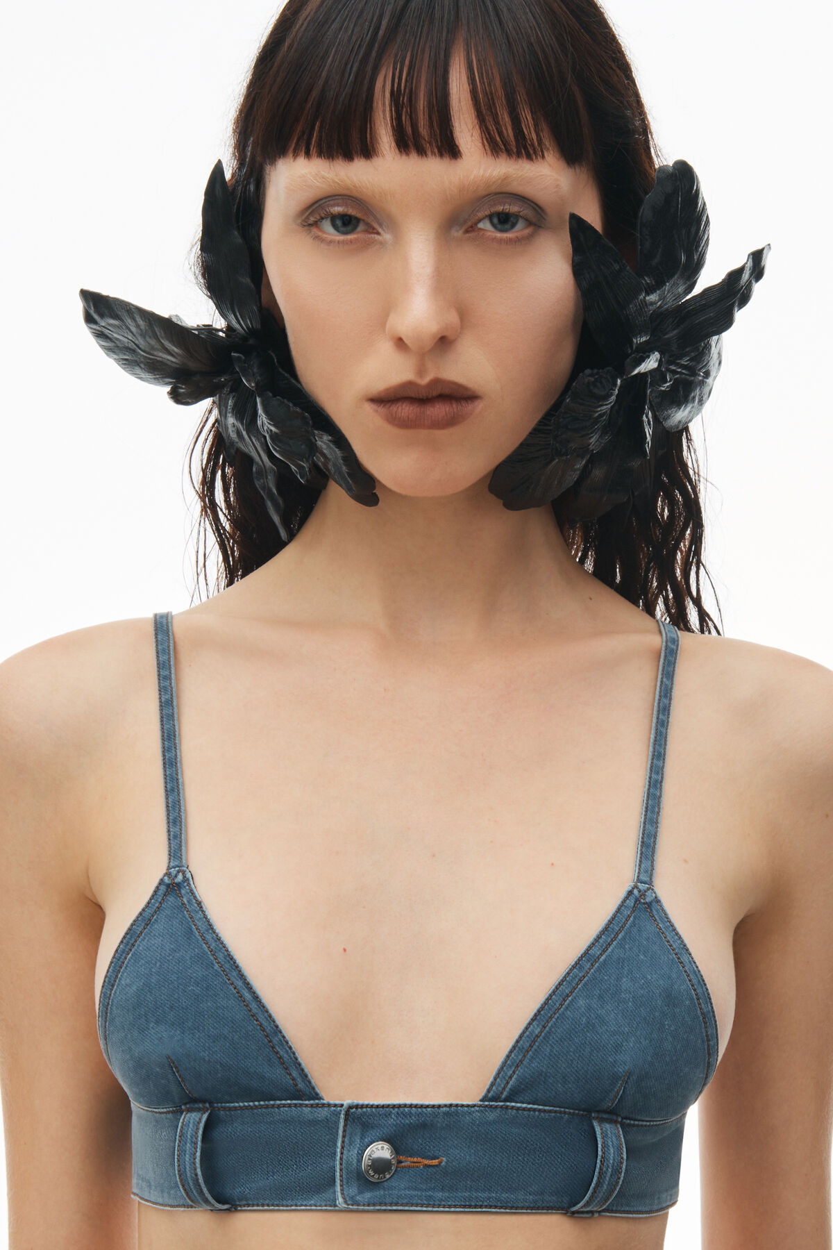 alexanderwang Bra Top in Denim Trompe-L'oeil DARK NIGHT - alexanderwang® ID