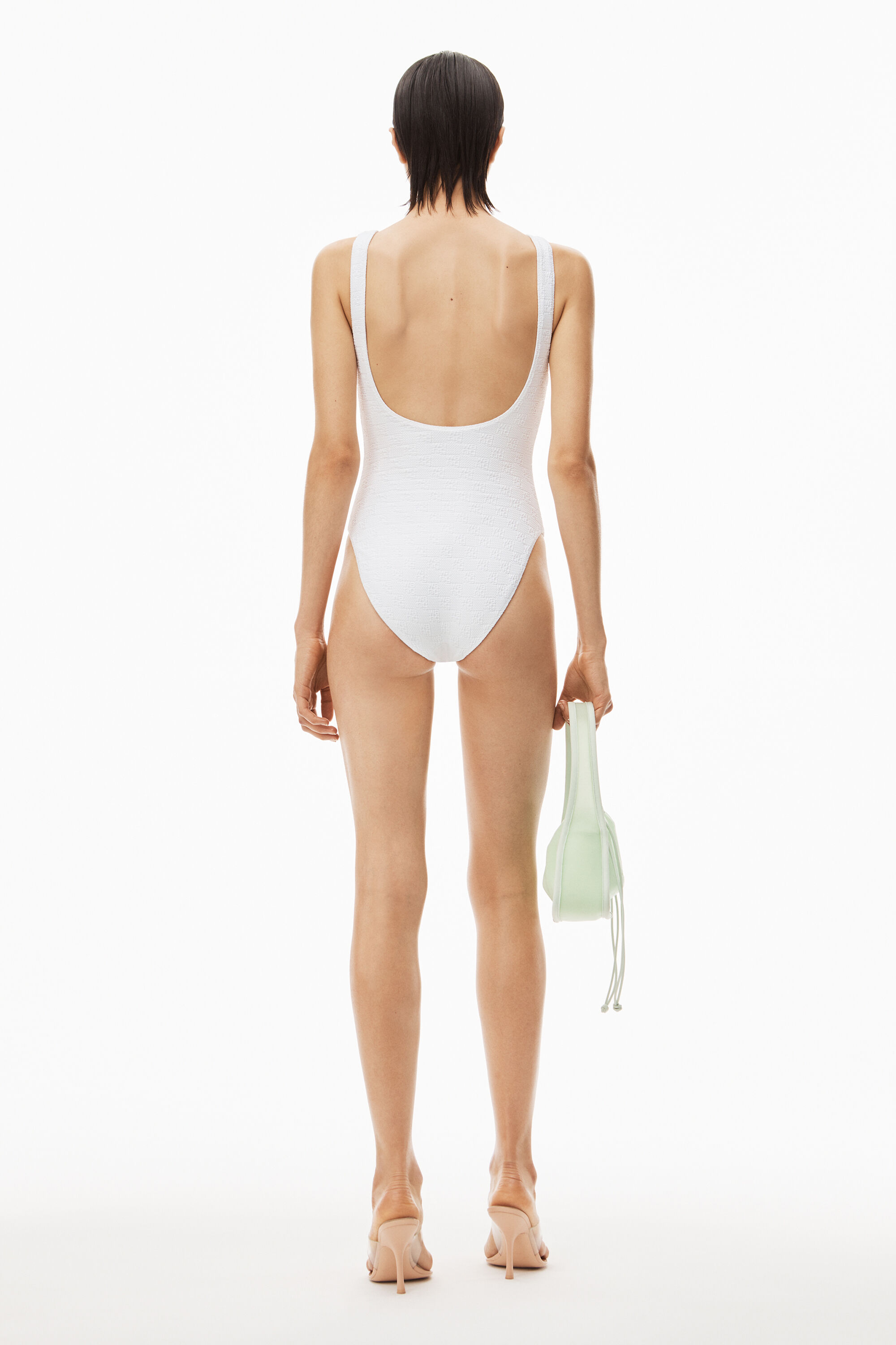 alexanderwang BODYSUIT IN TEXTURED JACQUARD JERSEY WHITE