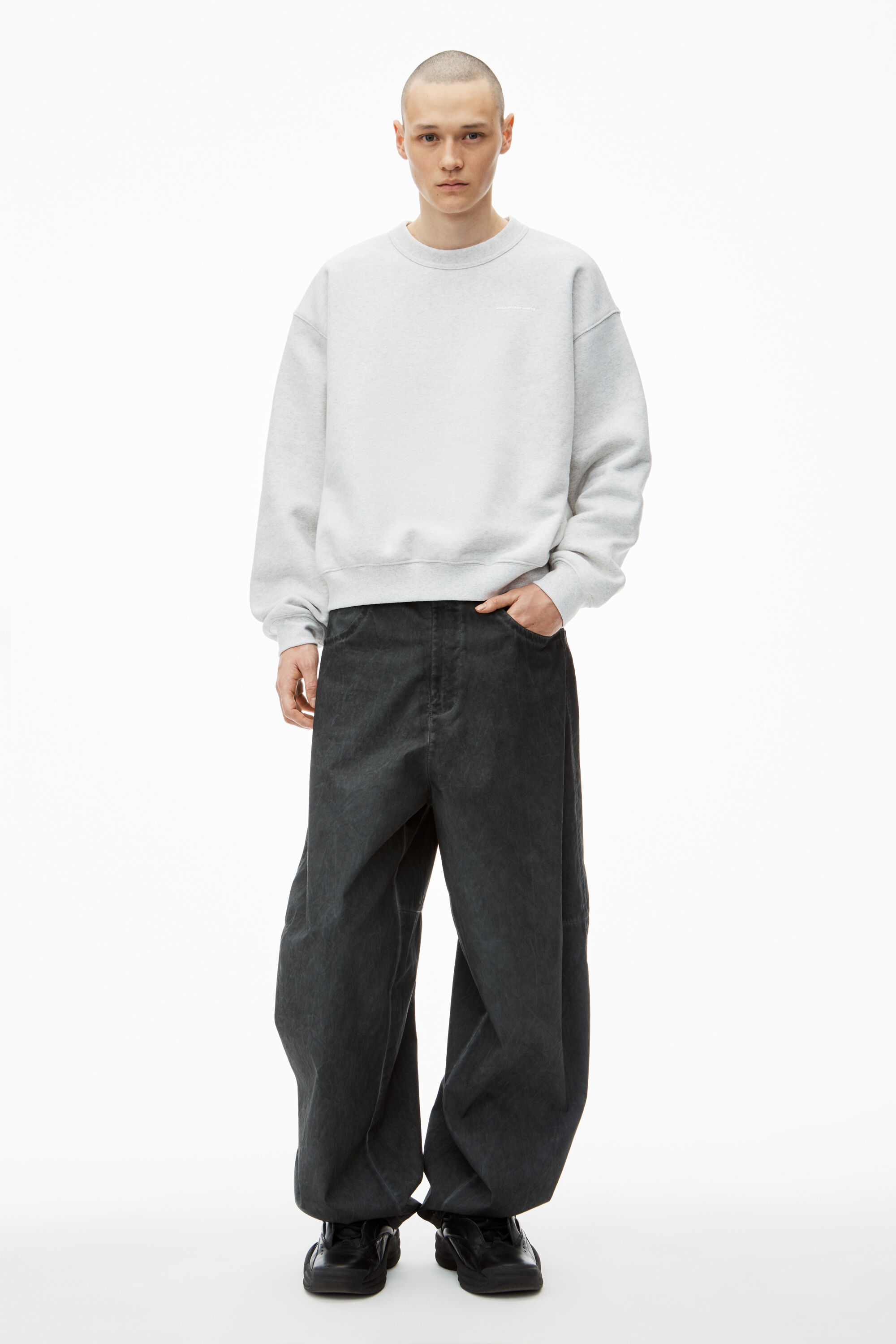 alexanderwang アレキサンダーワング デンスフリース クルーネックプルオーバー VINTAGE HEATHER GREY -  alexanderwang® アレキサンダーワング JP