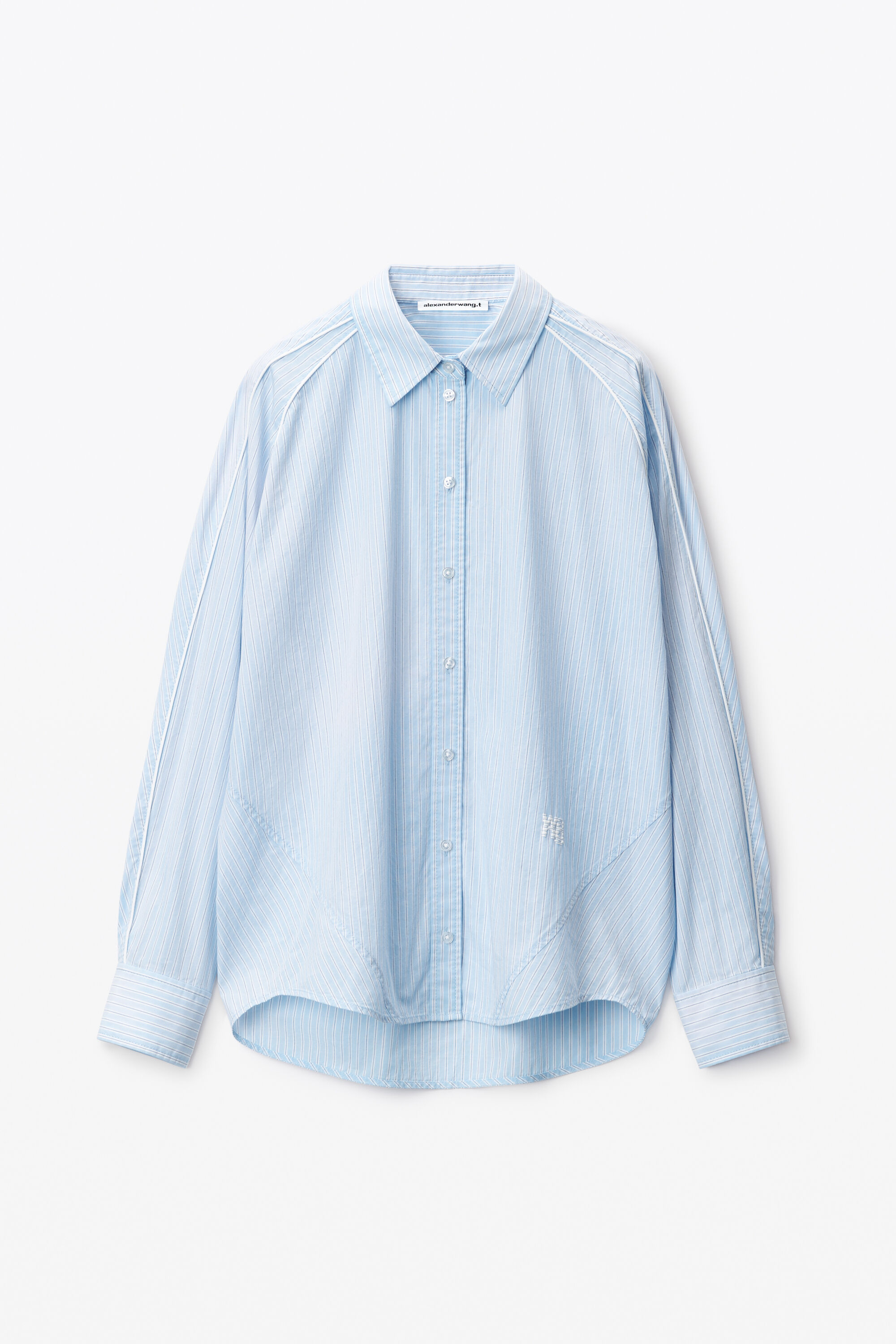 Oversize Shirt in Cotton in LIGHT BLUE STRIPE | alexanderwang®