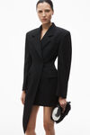 Alexander Wang black asymmetric blazer minidress in wool twill