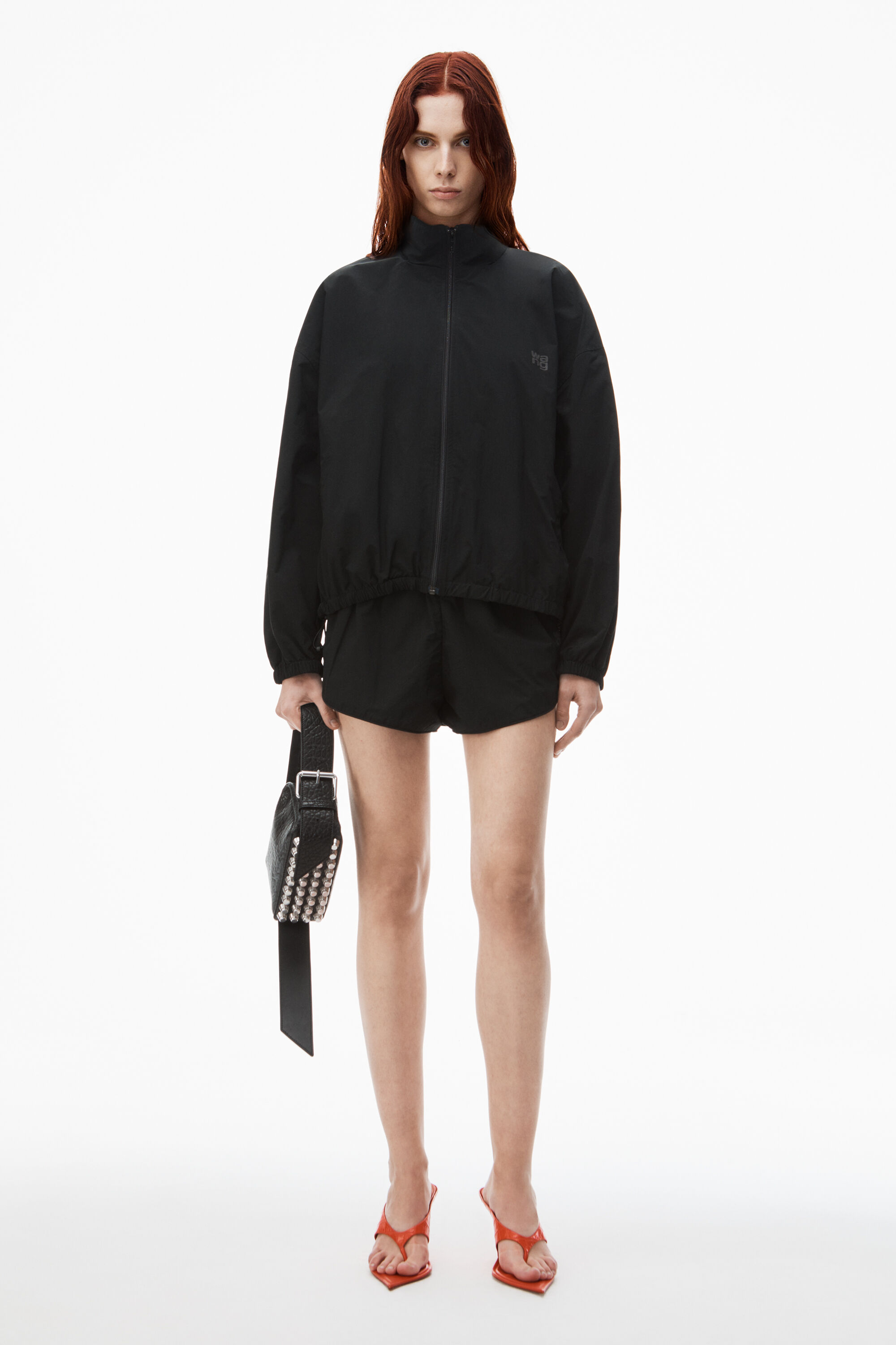 COACHES TRACK JACKET IN NYLON in BLACK | relaxed fit | alexanderwang®